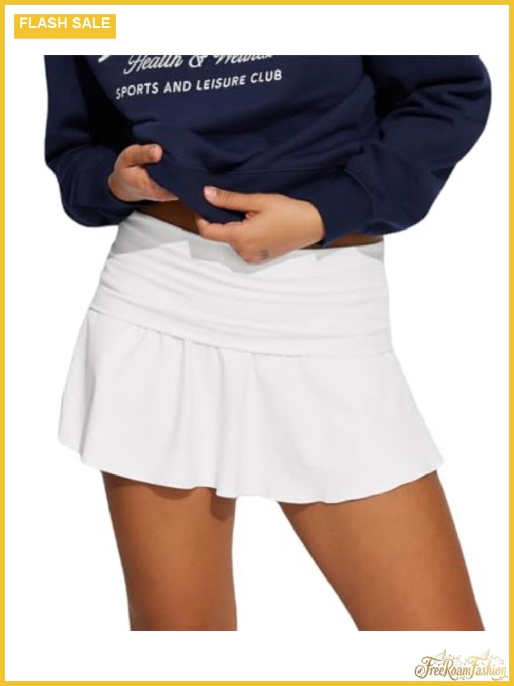 Women's Foldover Skort Low Rise Pleated Tennis Skirt with Pockets